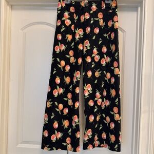 🍑 Maeve by Anthropologie Colette Peach Print Crop Wide-Leg Pants - Size 28